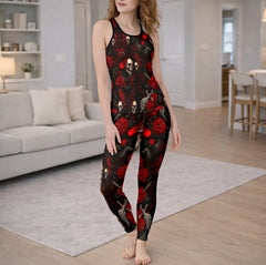 Gothic Skull & Rose Noir Tanktop and Leggings