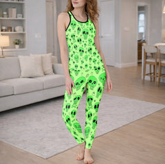 Acid Skull Doodle Pattern Tanktop and Leggings