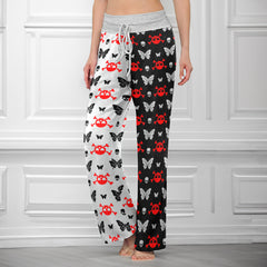 Dark Symmetry Crimson Flutter Women's High-waisted Wide Leg Pants