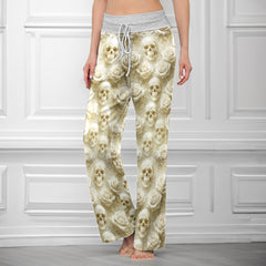 Skull Rose Garden Grace Women's High-waisted Wide Leg Pants