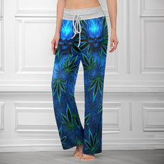 Flaming Skull Leaf Women's High-waisted Wide Leg Pants