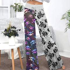 Retro Grunge & Pastel Skull Women's High-waisted Wide Leg Pants