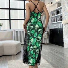Green Gothic Skull Rose Women's Lace Cami Sleepwear | Gothic, Punkrock, Lingerie for Women