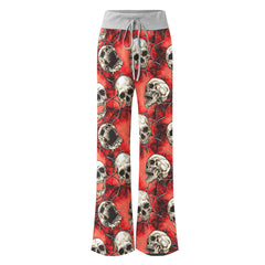 Skull Abstract Gothic Women's High-waisted Wide Leg Pants | Wonder Skull