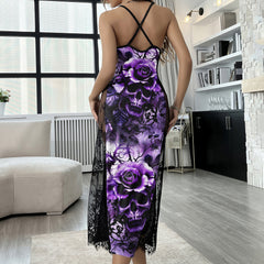 Purple Skull Rose Art Women's Lace Cami Sleepwear | Gothic, Punkrock, Lingerie for Women