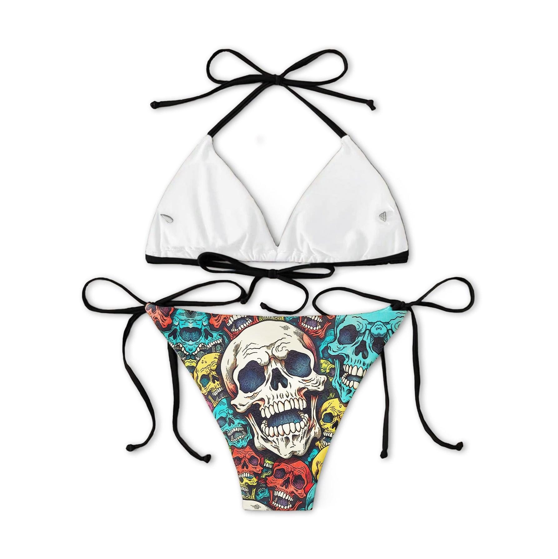 Vintage Sketch Skull Gothic Micro Triangle Bikini Swimsuit - Wonder Skull