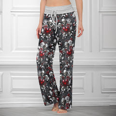 Skull Royal Pattern Women's High-waisted Wide Leg Pants