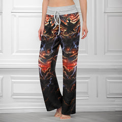 Rebel Skull Eagle Art Banner Women's High-waisted Wide Leg Pants