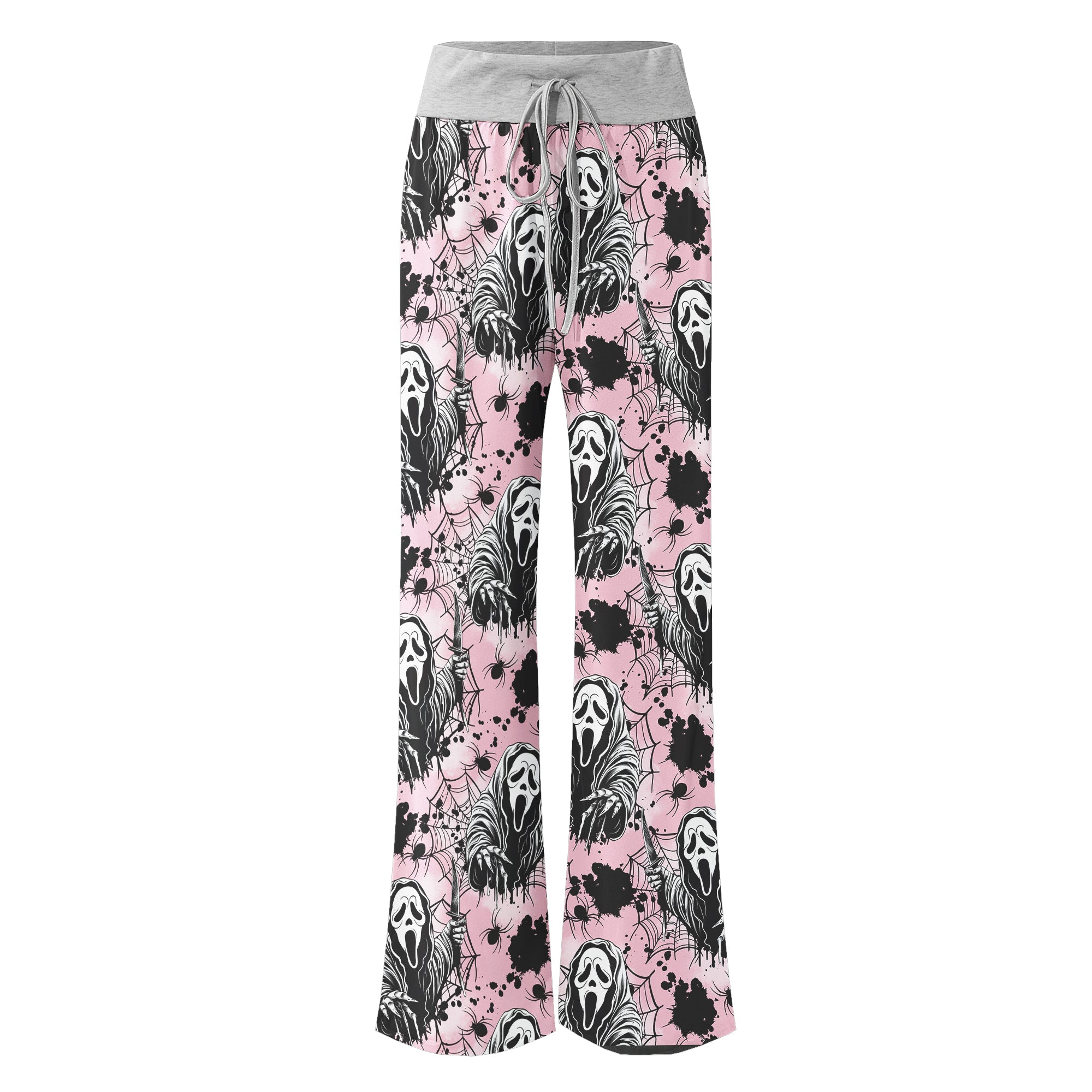 Dark Scary Art Theme Women's High-waisted Wide Leg Pants | Wonder Skull