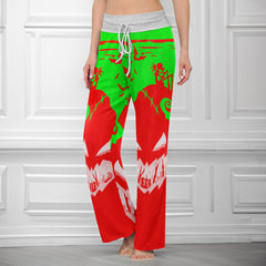 Green Red Nightmare Art Women's High-waisted Wide Leg Pants