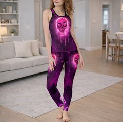 Pink Neon Heart Skull Tanktop and Legging