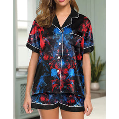 Chic and stylish women's pajama set with unique design prints and statement sleeves, Soft and luxurious fabrics make this pajama set perfect for bedtime or lounging at home.