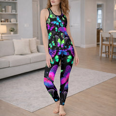 Midnight Pink Butterflies Tanktop and Legging