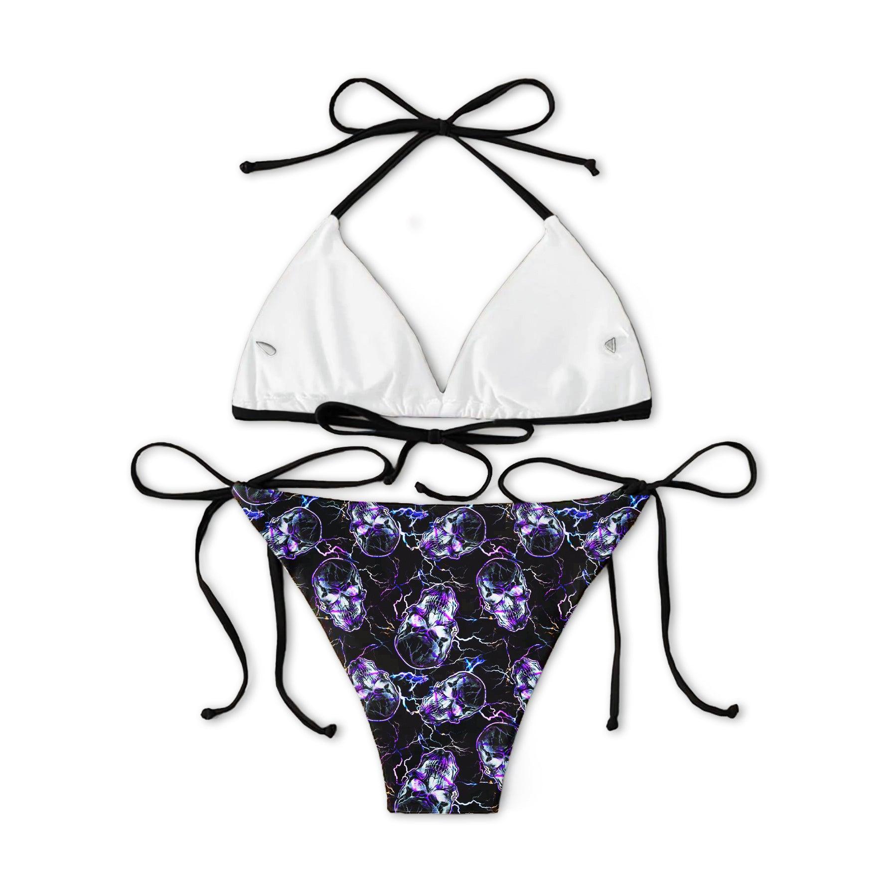 Dark Thunder Skul Pattern Micro Triangle Bikini Swimsuit - Wonder Skull