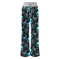 Blue Skull Spider Women's High-waisted Wide Leg Pants | Wonder Skull