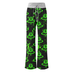 Dark Green Devil Art Women's High-waisted Wide Leg Pants | Wonder Skull