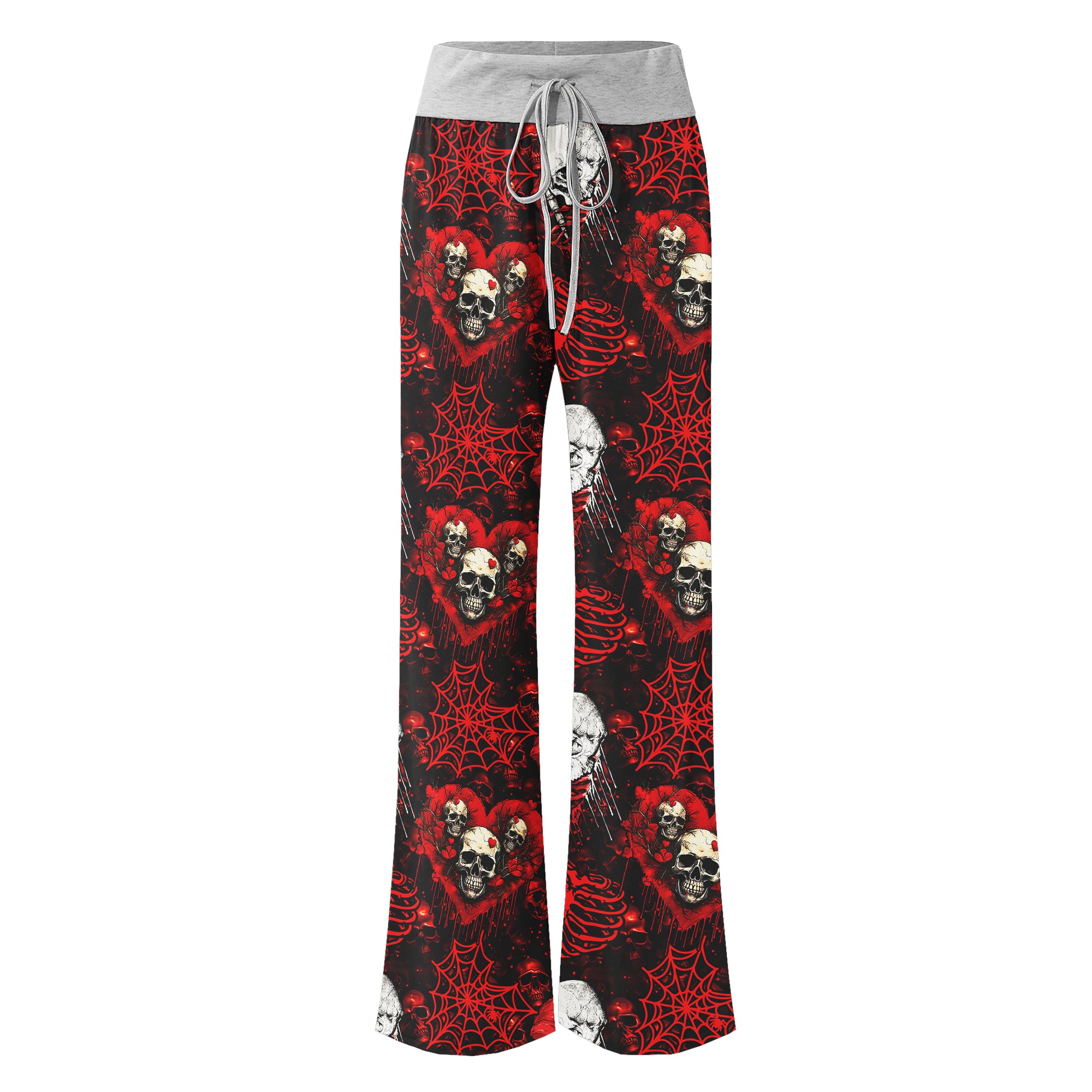 Skull Dark Gothic Women's High-waisted Wide Leg Pants | Wonder Skull