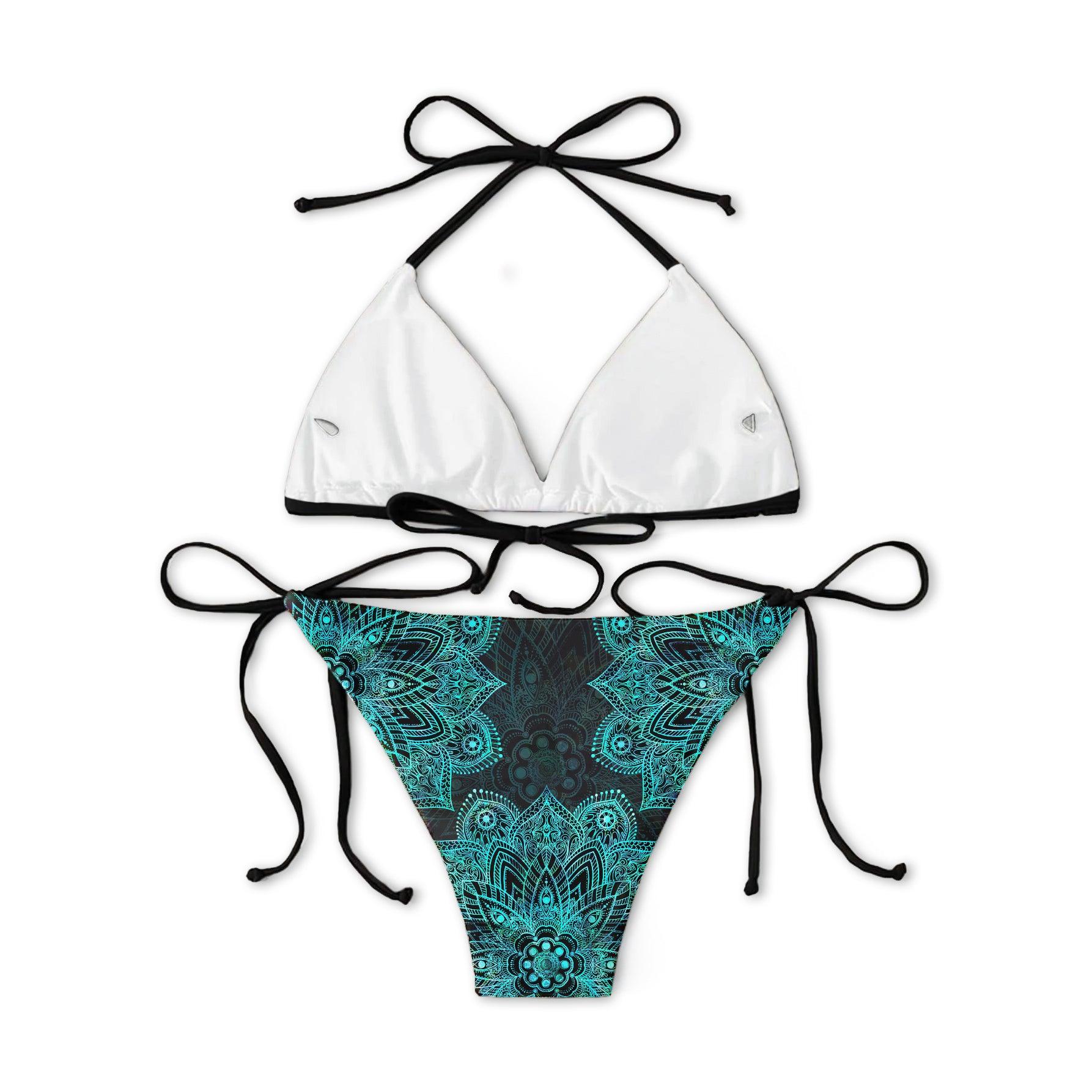 Blue Ocean Green Skull Gothic Micro Triangle Bikini Swimsuit - Wonder Skull