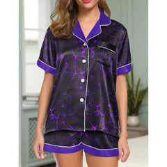 Chic and stylish women's pajama set with unique design prints and statement sleeves, Soft and luxurious fabrics make this pajama set perfect for bedtime or lounging at home.