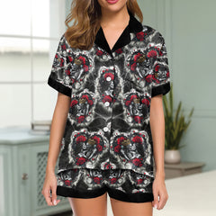 Couple Skeleton Gothic Pattern Women's Pajama Sets Top Sleeve & Short Bottom
