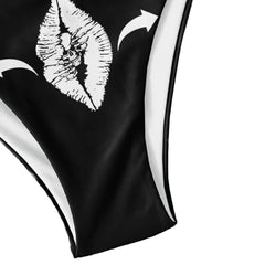 Kiss Here Skull Funny Micro Triangle Bikini Swimsuit - Wonder Skull