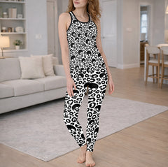Grunge Leopard Skull Texture Tanktop and Legging