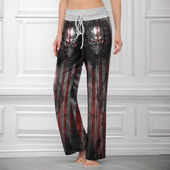 Iron Grit Liberty Skull Women's High-waisted Wide Leg Pants