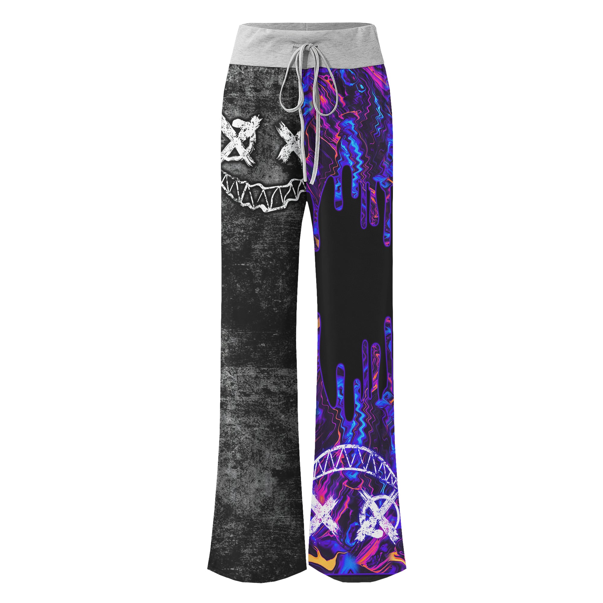 Dark Purple Emo Grunge Women's High-waisted Wide Leg Pants | Wonder Skull