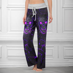 Purple Skull Lava Women's High-waisted Wide Leg Pants