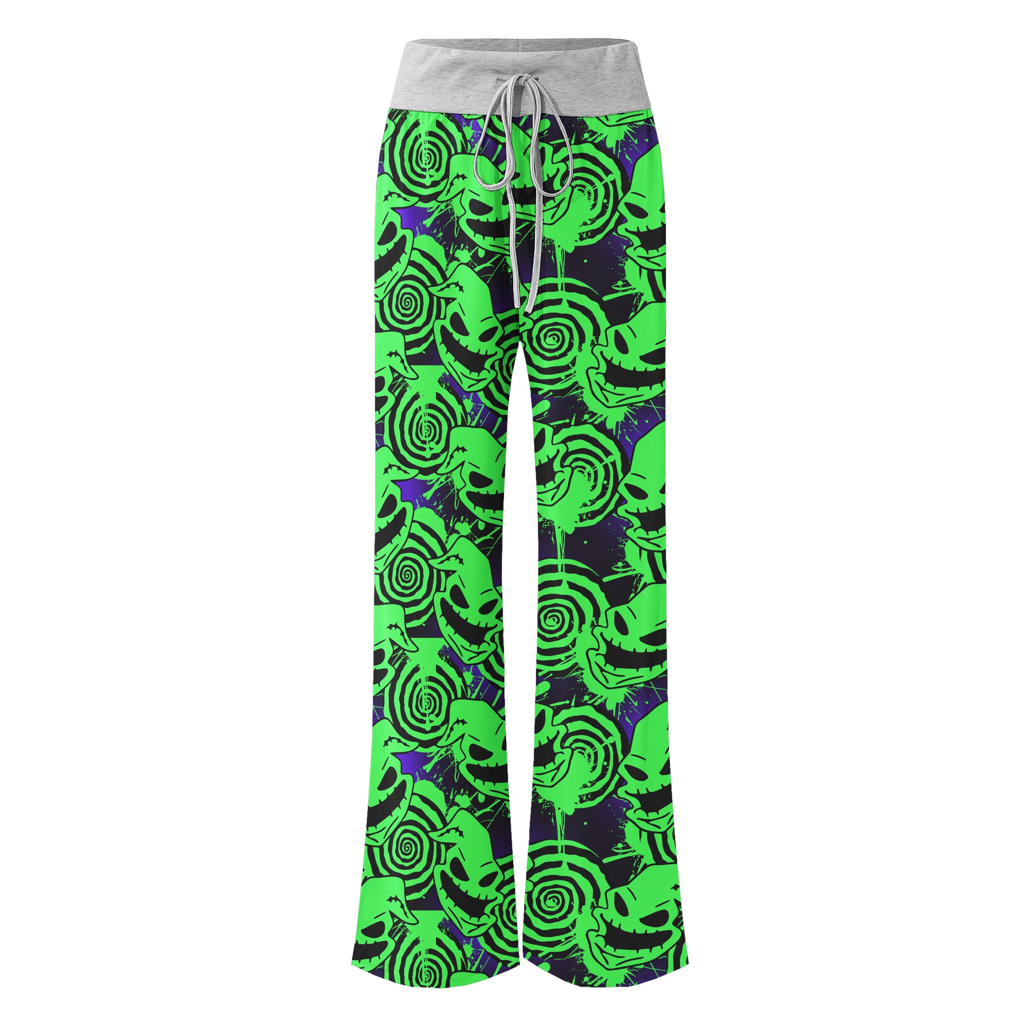 Green Nightmare Paint Women's High-waisted Wide Leg Pants | Wonder Skull