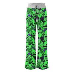 Green Nightmare Paint Women's High-waisted Wide Leg Pants | Wonder Skull