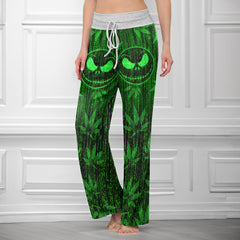 Green Code Skelly Women's High-waisted Wide Leg Pants