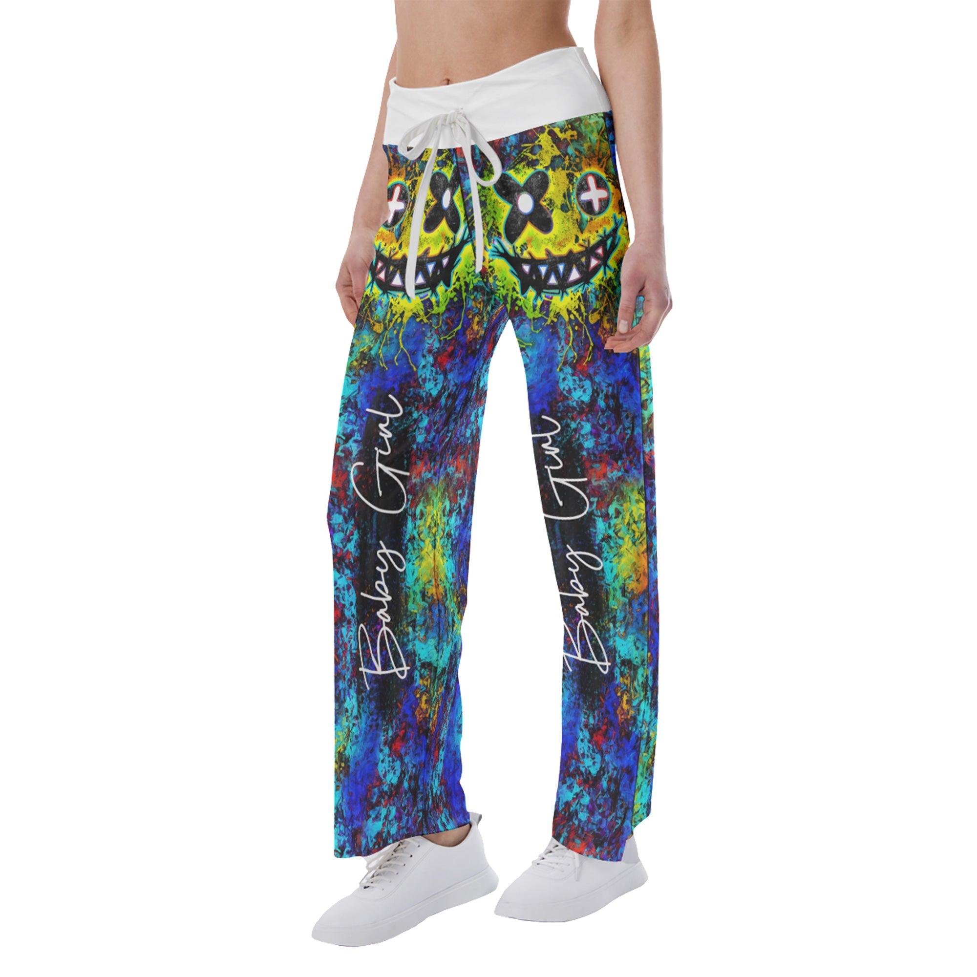 Rainbow Emo Skull Gothic Backless tanktop and Wide Pants - Wonder Skull