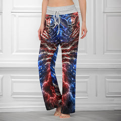 Gothic American Flag Art Women's High-waisted Wide Leg Pants