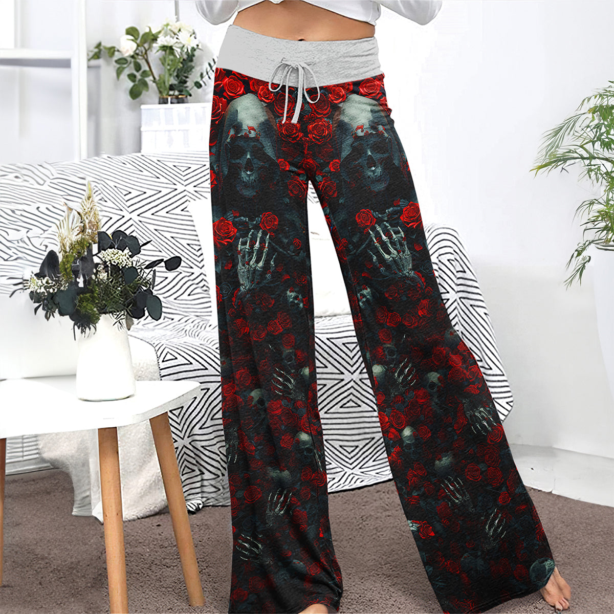 Skull Death Gothic Women's High-waisted Wide Leg Pants | Wonder Skull