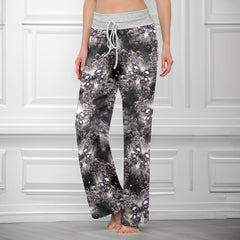 Galaxy Buterfly Skull Pattern Women's High-waisted Wide Leg Pants