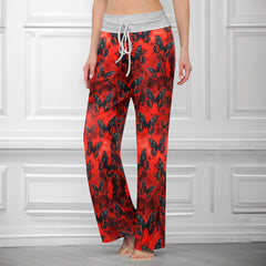 Red Butterfly Skull Gothic Women's High-waisted Wide Leg Pants