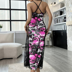 Pink Skull Graffiti Women's Lace Cami Sleepwear