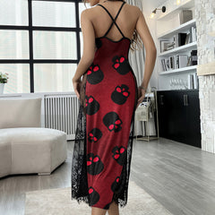 Red Skull Light Pattern Women's Lace Cami Sleepwear