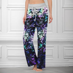Abstract Skull Leaf Women's High-waisted Wide Leg Pants | Wonder Skull