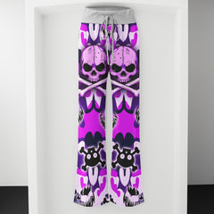 Purple Camo Skull Art Women's High-waisted Wide Leg Pants | Wonder Skull