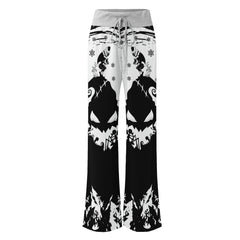 White Nightmare Christmas Theme Women's High-waisted Wide Leg Pants | Wonder Skull