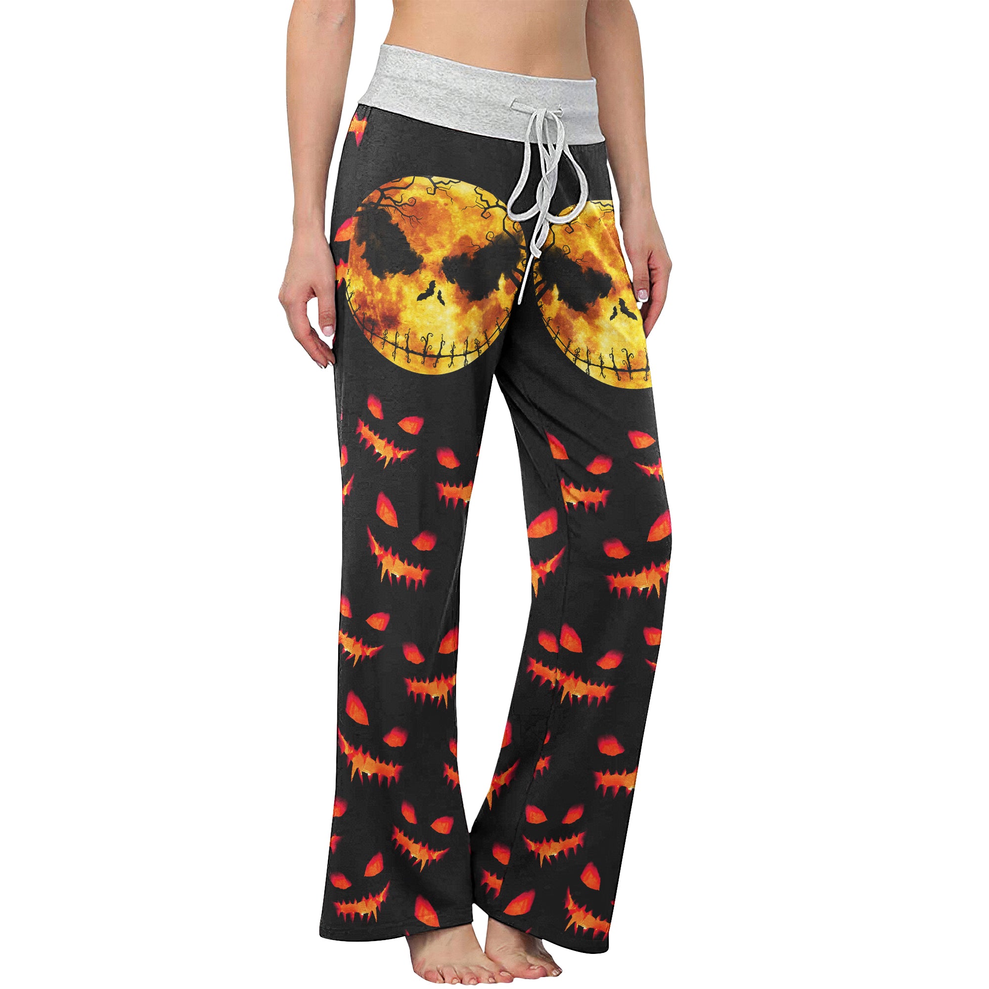 Halloween Moon Nightmare Women's High-waisted Wide Leg Pants | Wonder Skull