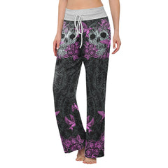 Skull Roots Rose Thorn Women's High-waisted Wide Leg Pants | Wonder Skull