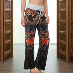 Rebel Skull Eagle Art Banner Women's High-waisted Wide Leg Pants