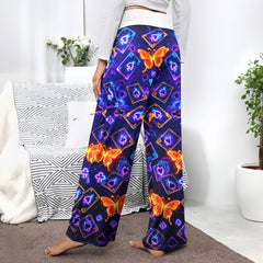 Neon Ethereal Butterfly Gamble Women's High-waisted Wide Leg Pants
