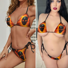 Inferno Chain Skull Art Micro Triangle Bikini Swimsuit