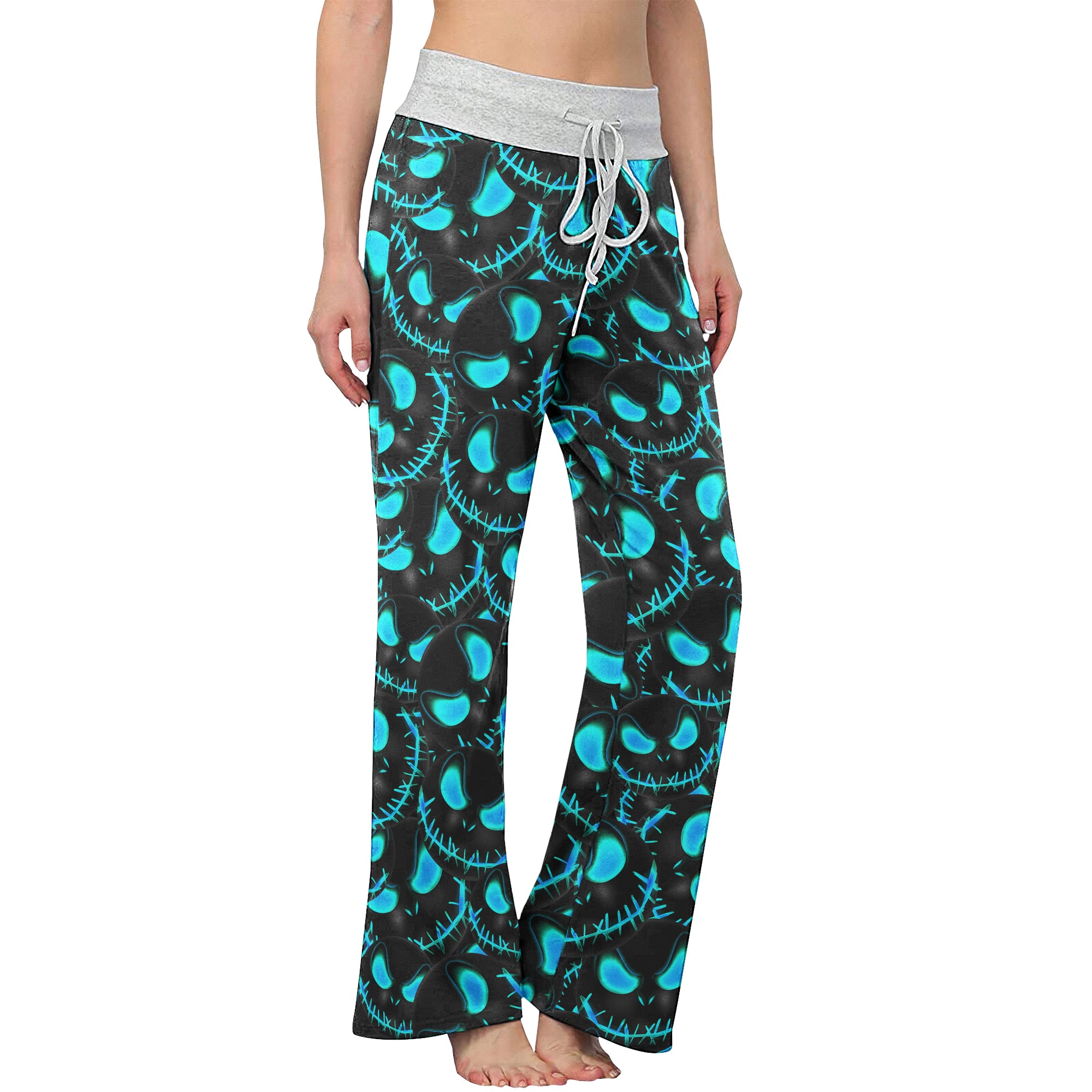 Blue Face Scary Nightmare Women's High-waisted Wide Leg Pants | Wonder Skull