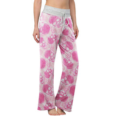 Pink Skull Thunder Women's High-waisted Wide Leg Pants | Wonder Skull