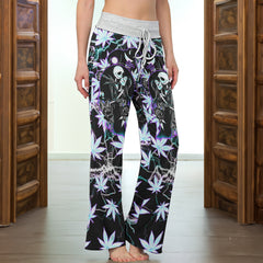 Holographic Couple Skeleton Women's High-waisted Wide Leg Pants